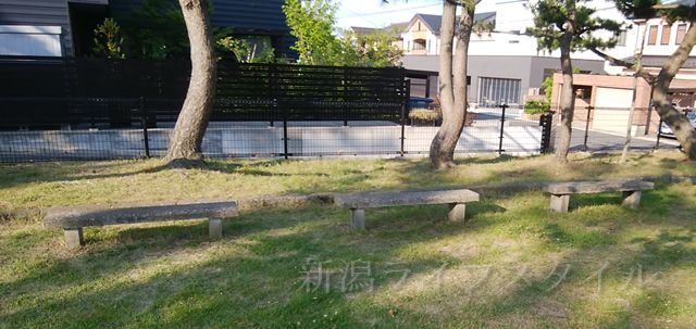 青山新町公園のベンチ